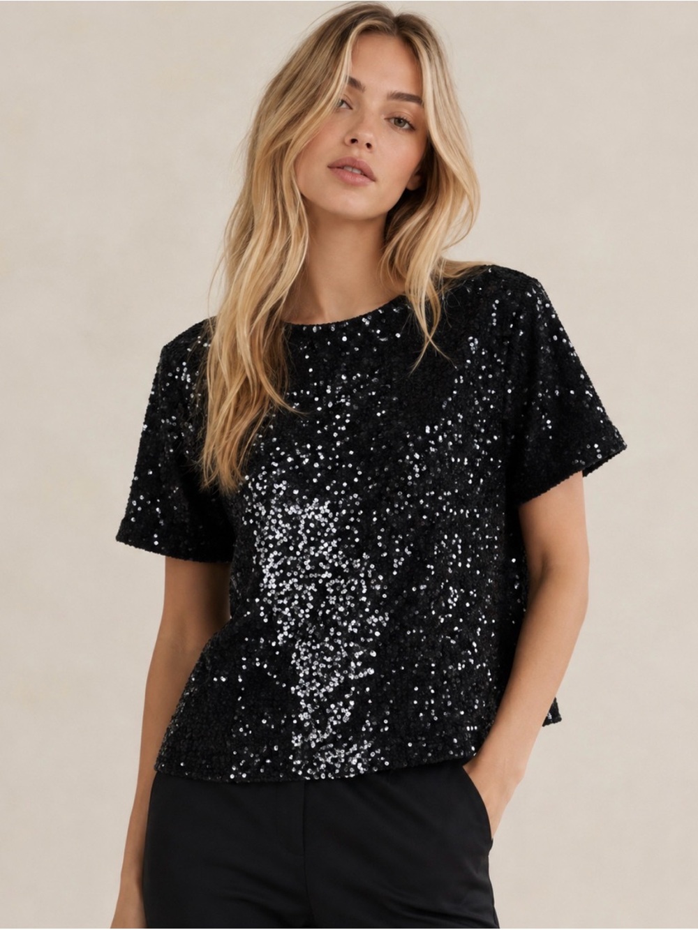 Banana Republic Top Black Sequin XS